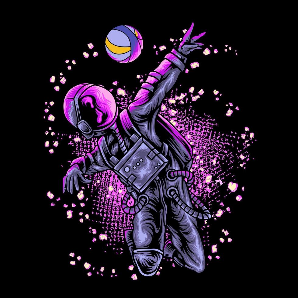 Astronaut spielt Volleyball Illustration vektor