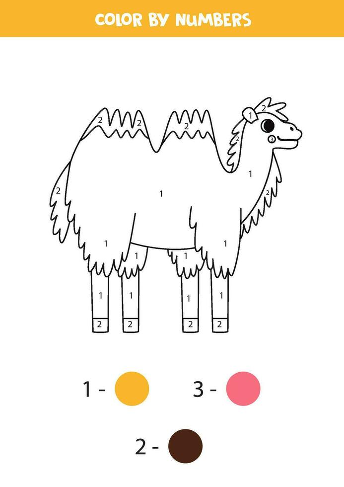Färg tecknad serie baktrisk kamel förbi tal. kalkylblad för ungar. vektor