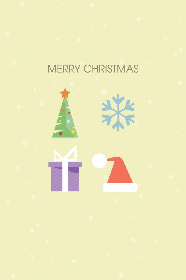 fröhlich Weihnachten mit Weihnachten Ornamente minimal Stil Vektor Illustration. fröhlich Weihnachten und glücklich Neu Jahr Gruß Karte Vorlage.