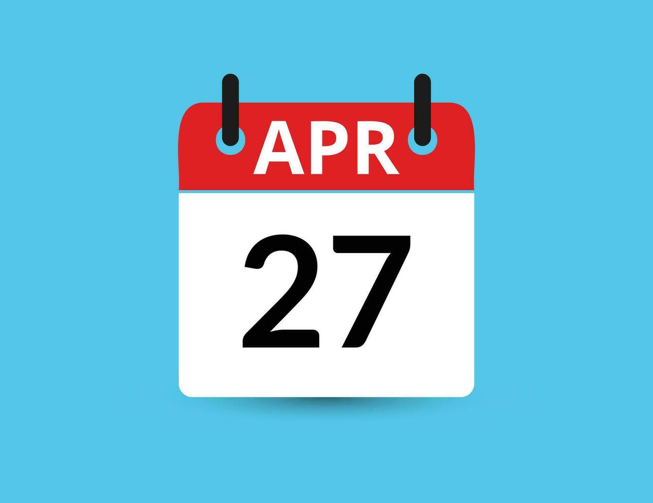 april 27. platt ikon kalender isolerat på blå bakgrund. datum och månad vektor illustration