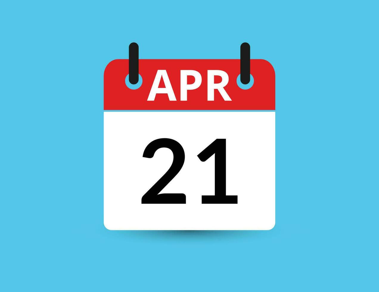 April 21. eben Symbol Kalender isoliert auf Blau Hintergrund. Datum und Monat Vektor Illustration