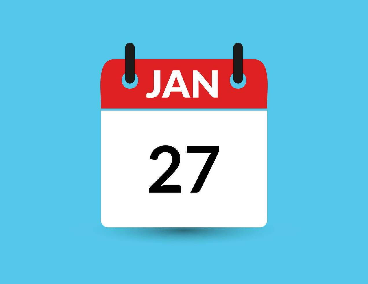 januari 27. platt ikon kalender isolerat på blå bakgrund. datum och månad vektor illustration