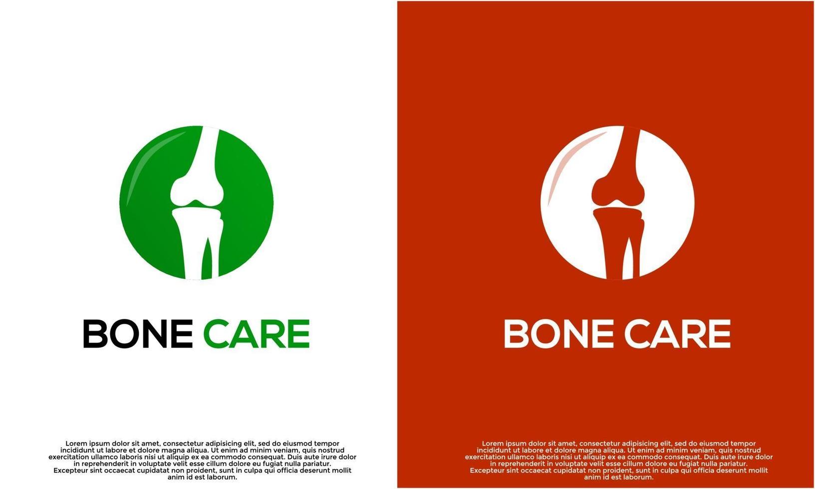 Knochenpflege-Logo-Design-Vektor, Gesundheitsknie-Logo auf isoliertem Hintergrund vektor