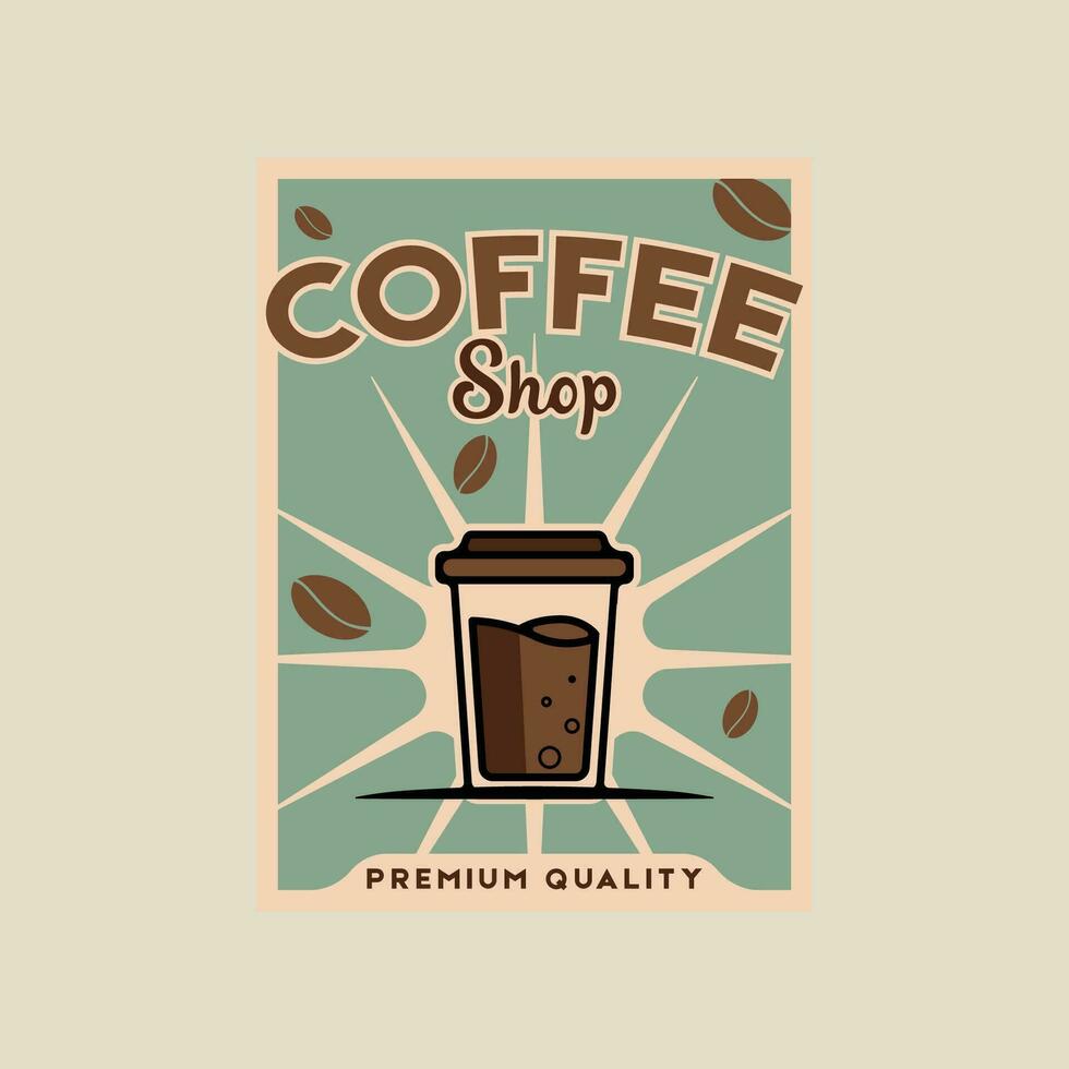 kaffe affär vektor affisch årgång minimalistisk illustration mall grafisk design. dryck och mat baner annons eller dekoration för företag begrepp