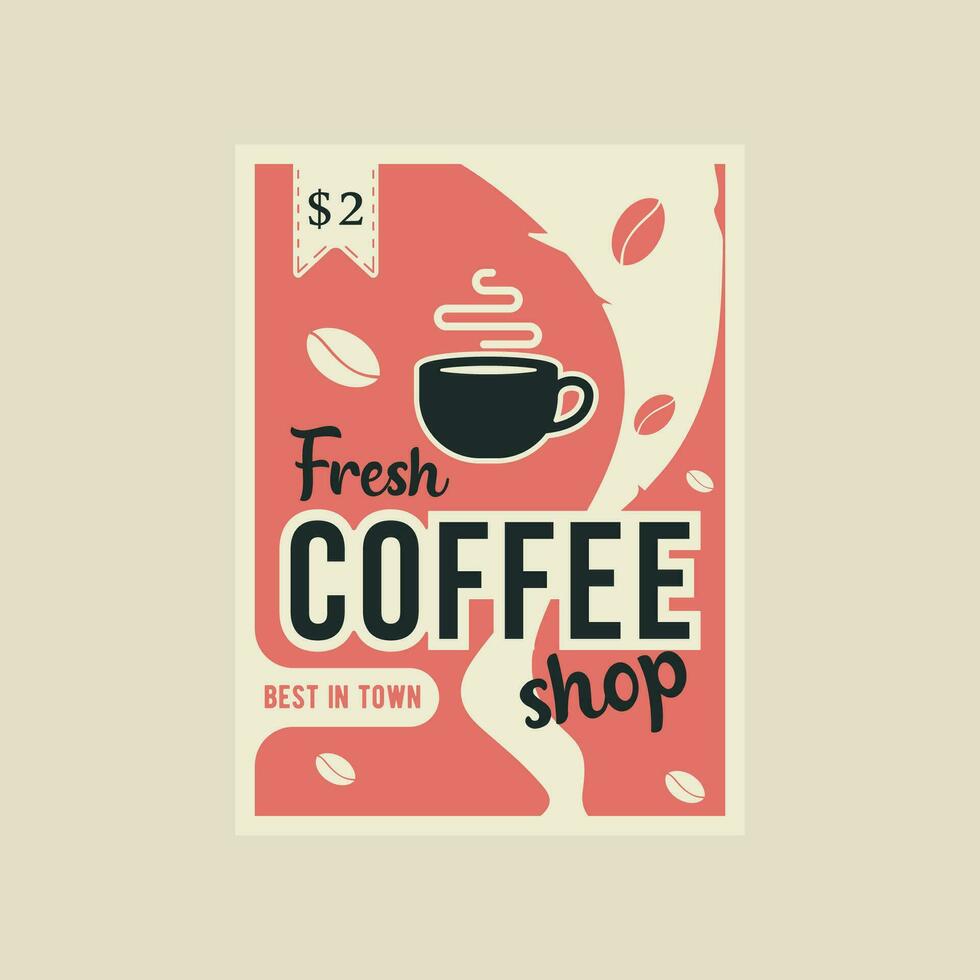 kaffe affär vektor affisch årgång minimalistisk illustration mall grafisk design. dryck och mat baner annons eller dekoration för företag begrepp