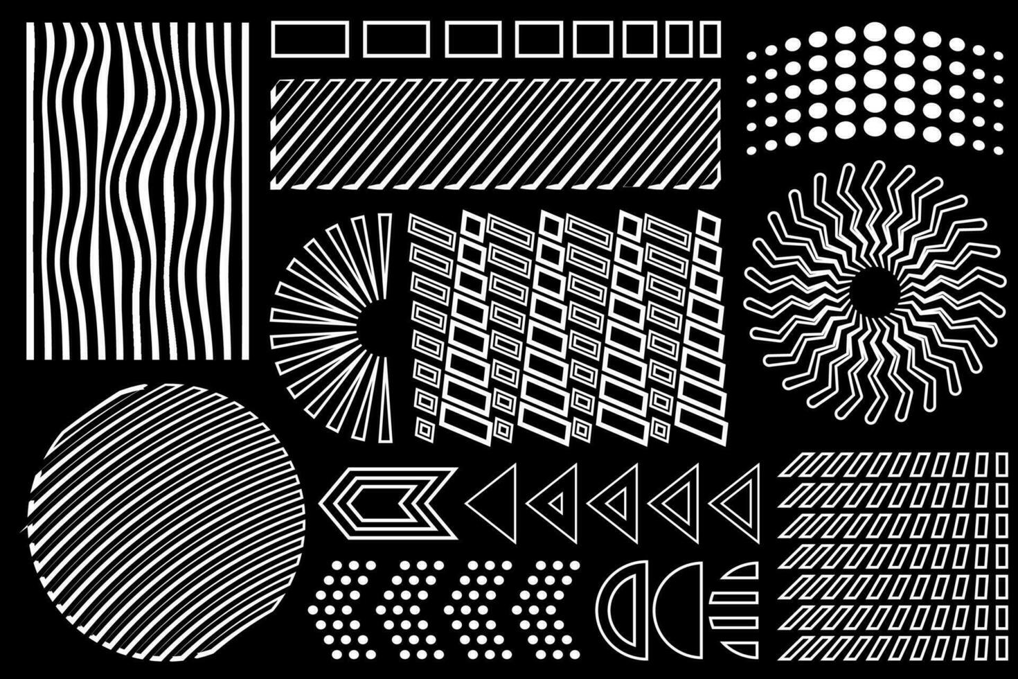 schwarz und Weiß geometrisch Texturen und Design Elemente. Memphis einstellen 90er Jahre abstrakt minimalistisch geometrisch Formen, Formen und Texturen. vektor