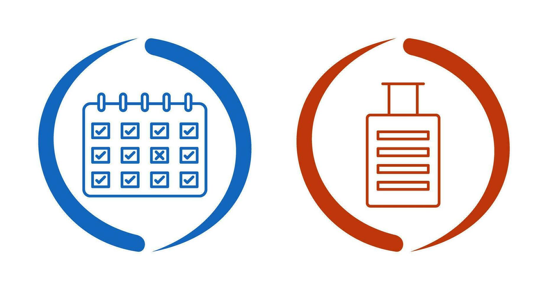 markant kalender och bagage ikon vektor