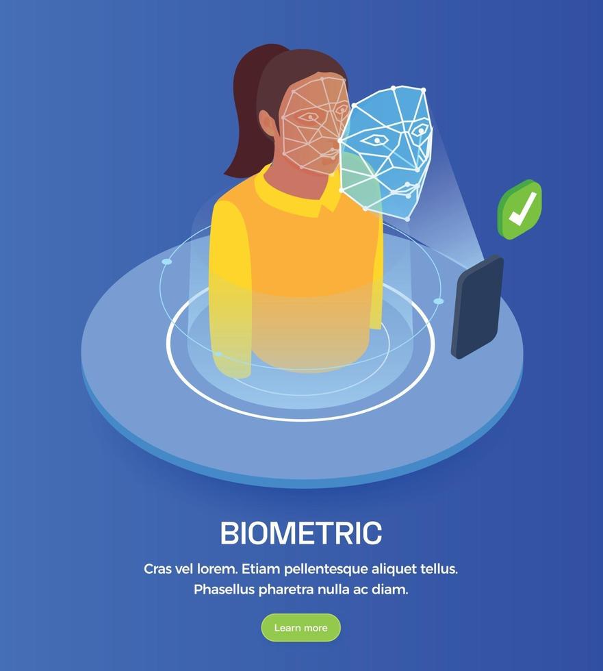 isometrisches konzept der biometrischen technologie vektor