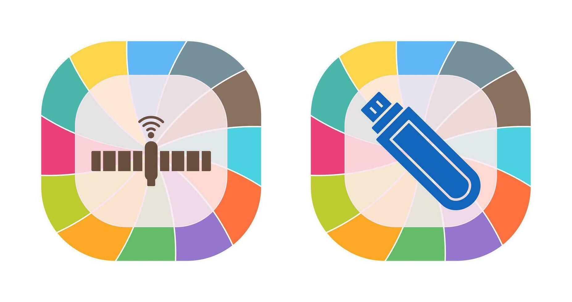 Satellit und USB Fahrt Symbol vektor