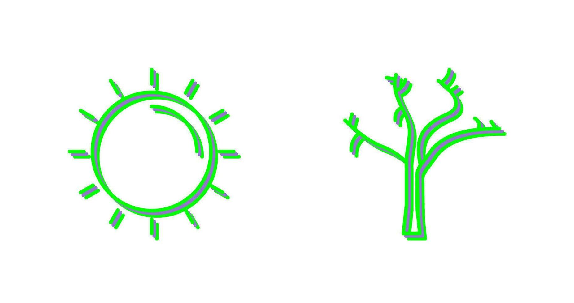 Sol och träd ikon vektor