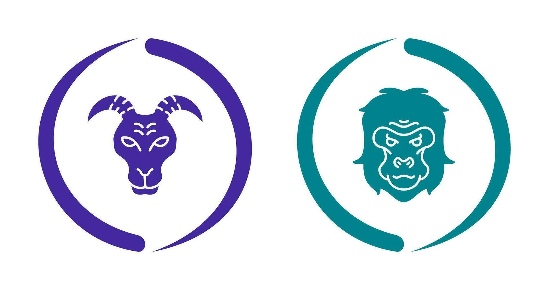 Ziege und Gorilla Symbol vektor