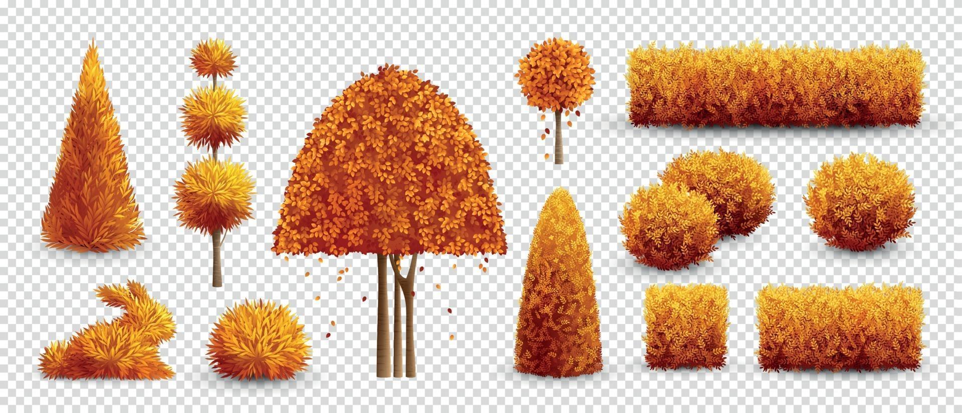 Herbst dekorative Gartenbüsche Icon-Set vektor