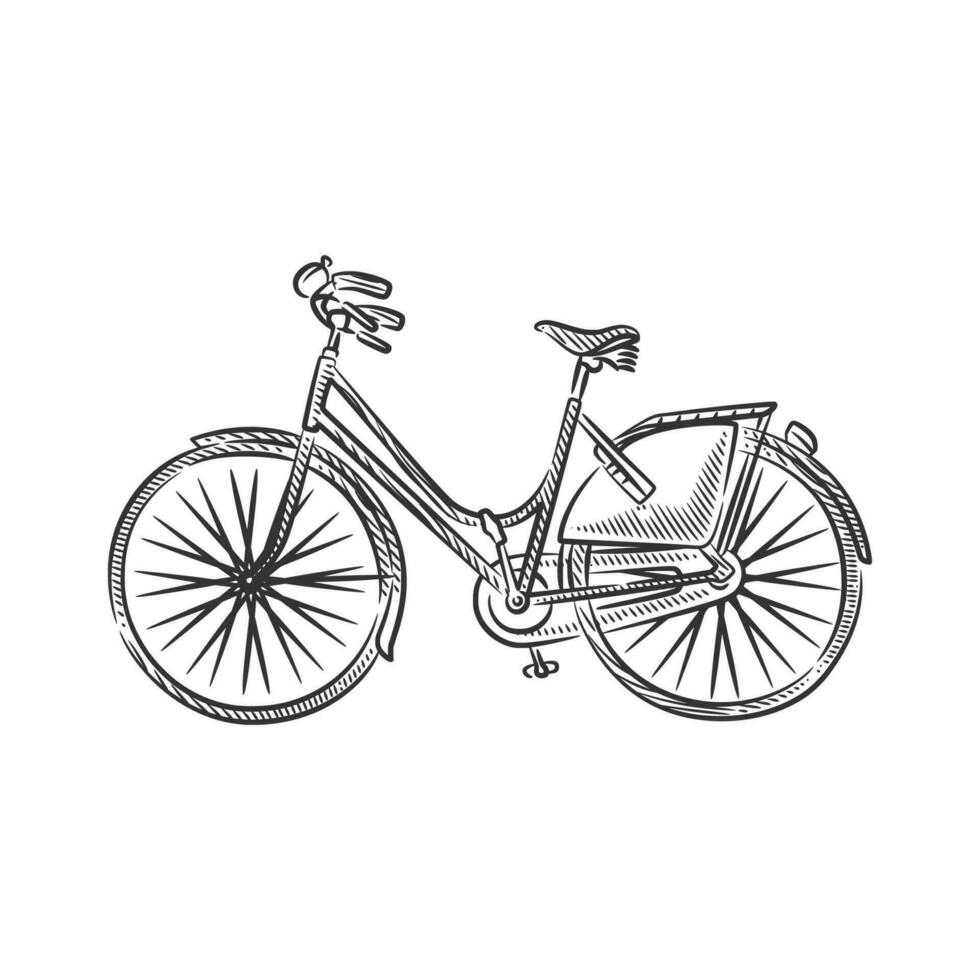 Jahrgang retro Fahrrad Linie Kunst Hand gezeichnet vektor