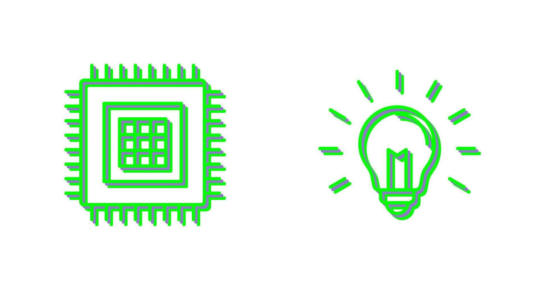 Prozessor und Licht Birne Symbol vektor