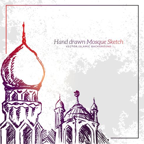 Handdragen moskets skissillustration. Vektor Islamic Grunge Background