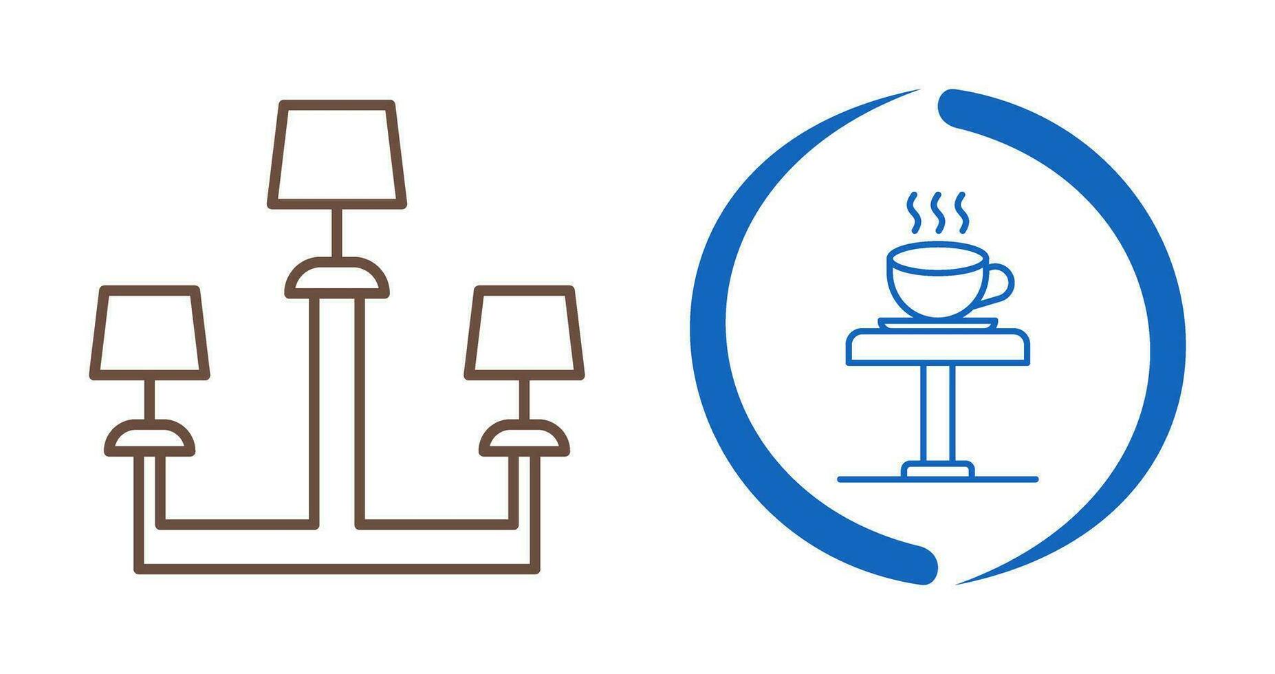 Lampe und Kaffee Tabelle Symbol vektor