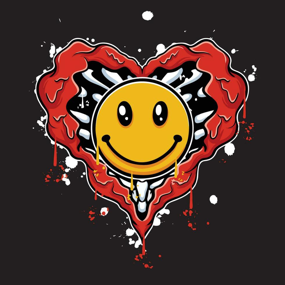 Vektor Graffiti Hand gezeichnet Emoticon im Liebe Designs zum Strassenmode Illustration