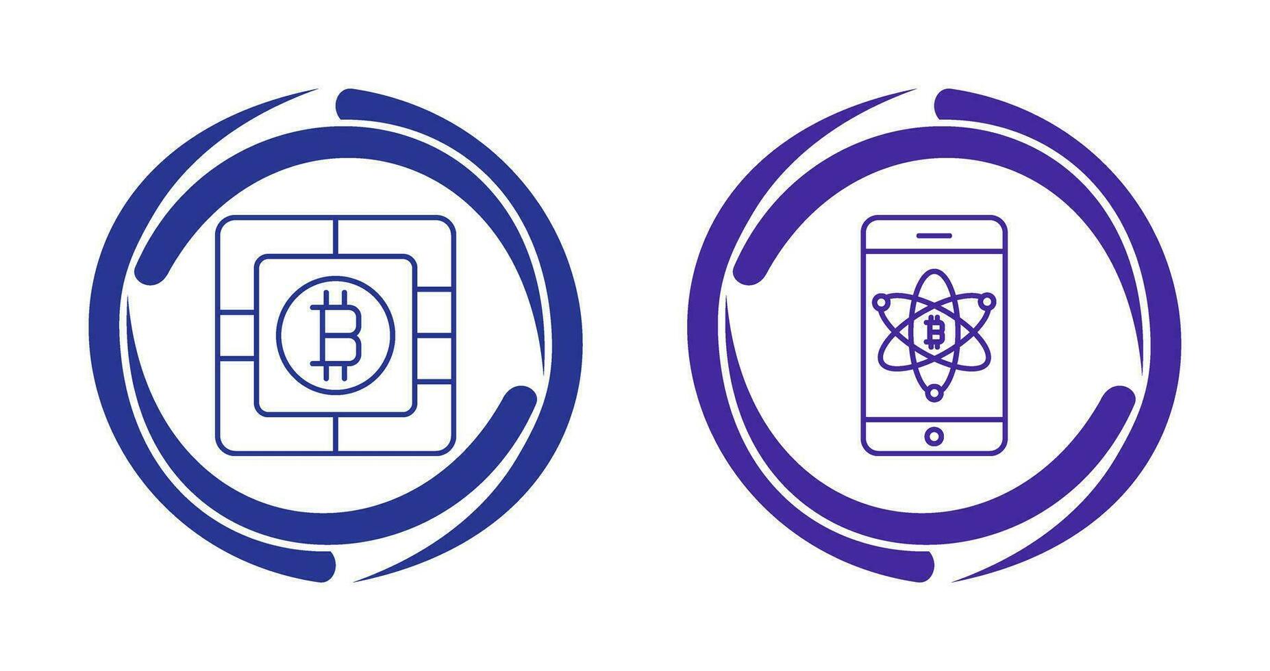 Bitcoin Chip und Handy, Mobiltelefon Symbol vektor