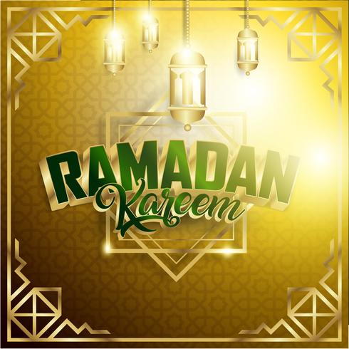 Gold Ramadan Kareem Background 1440 Hijr mit Ramadan Kareem 3d Text der Beschriftung vektor