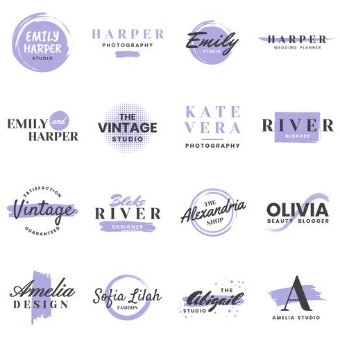 Feminin Vintage Retro Vector Logo för banner