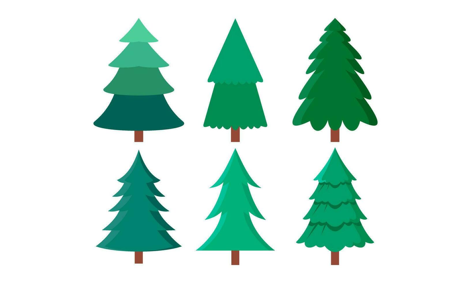 hand dragen tecknad serie jul träd samling för jul stock illustration vektor