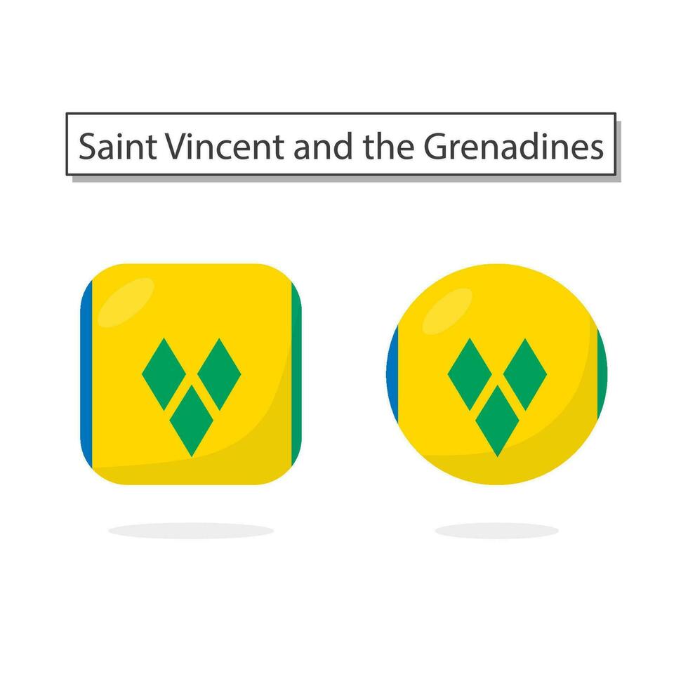 flagga av helgon vincent och de grenadiner 2 former ikon 3d tecknad serie stil. vektor