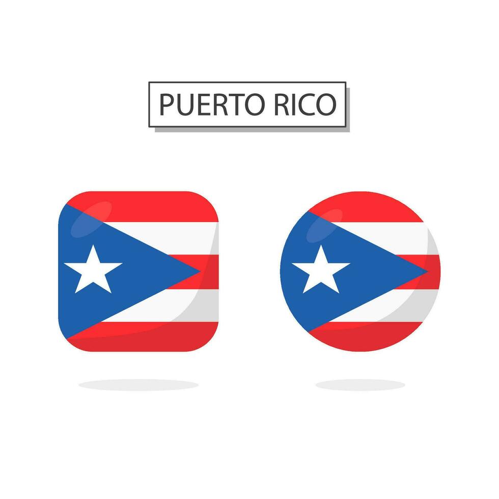 Flagge von puerto rico 2 Formen Symbol 3d Karikatur Stil. vektor