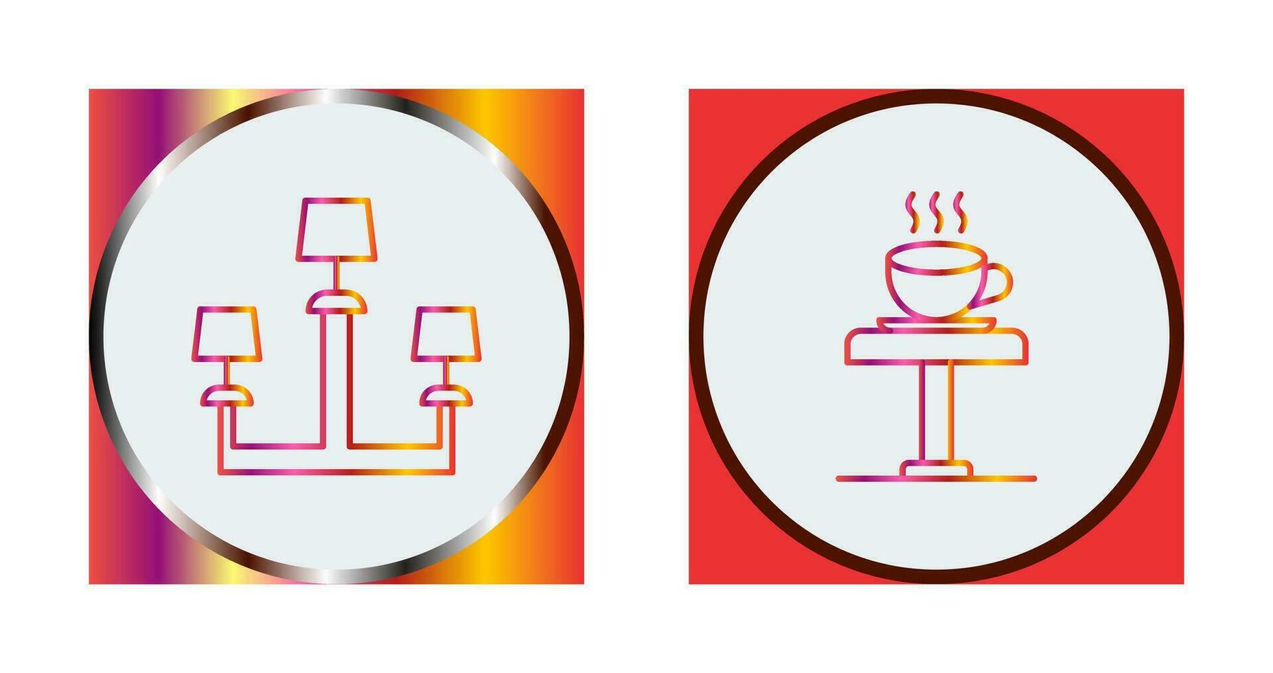 Lampe und Kaffee Tabelle Symbol vektor