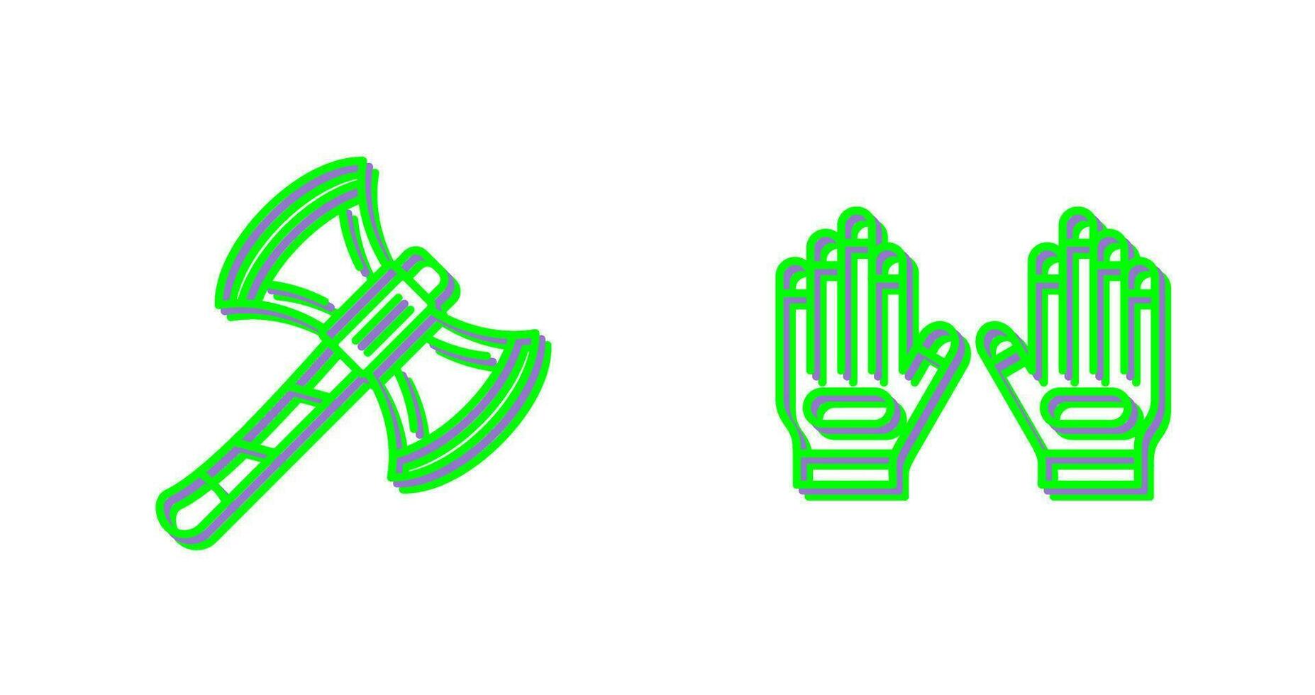yxa och handske ikon vektor
