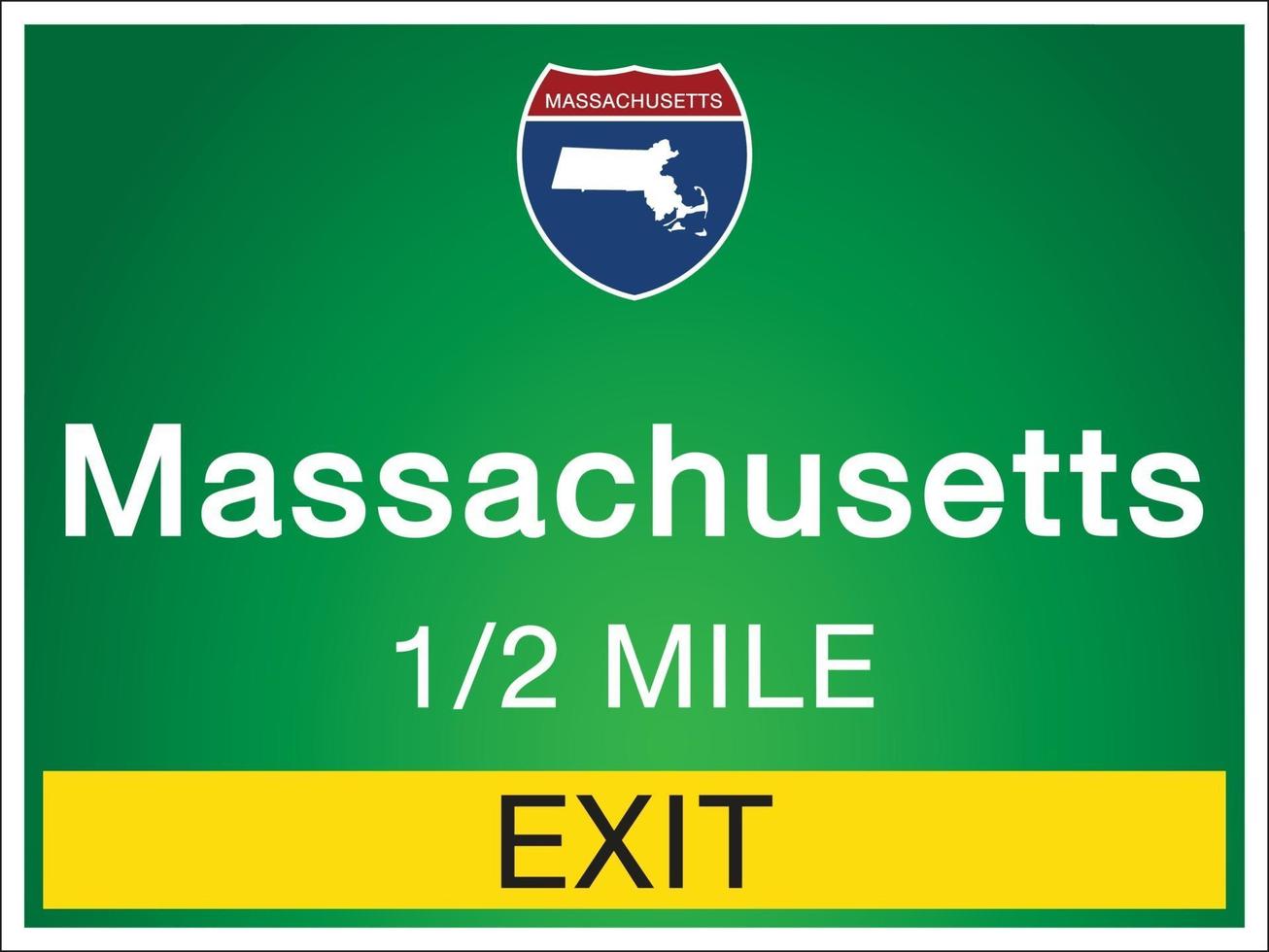 Autobahnschilder vor der Ausfahrt nach Massachusetts State Information vektor