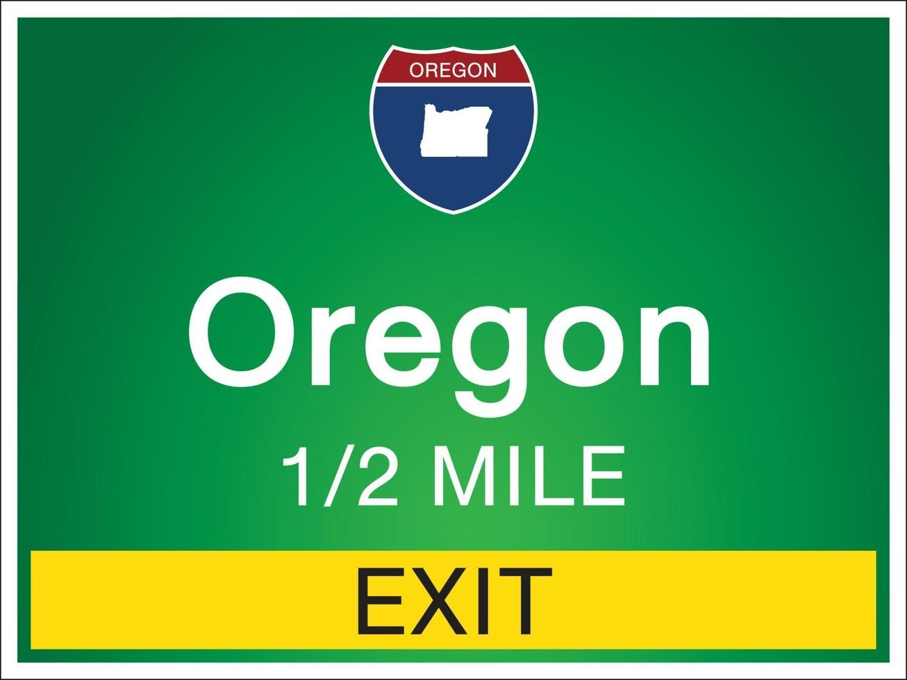 Autobahnschilder vor der Ausfahrt nach Oregon der Vereinigten Staaten vektor