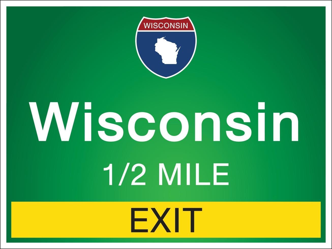 Beschilderung auf der Autobahn in Wisconsin der Vereinigten Staaten vektor