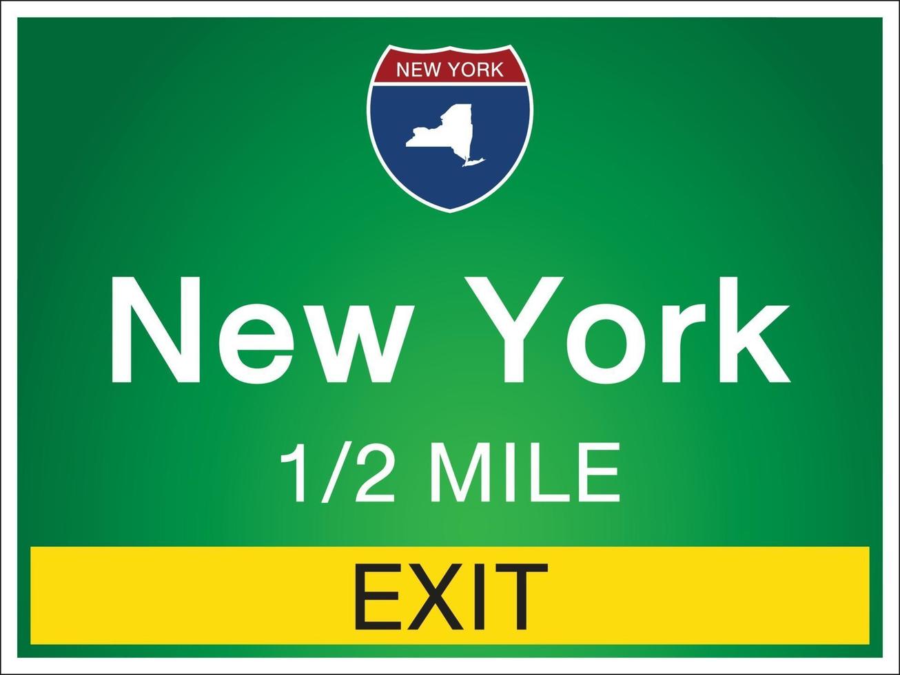 Beschilderung auf der Autobahn in New York der Vereinigten Staaten vektor