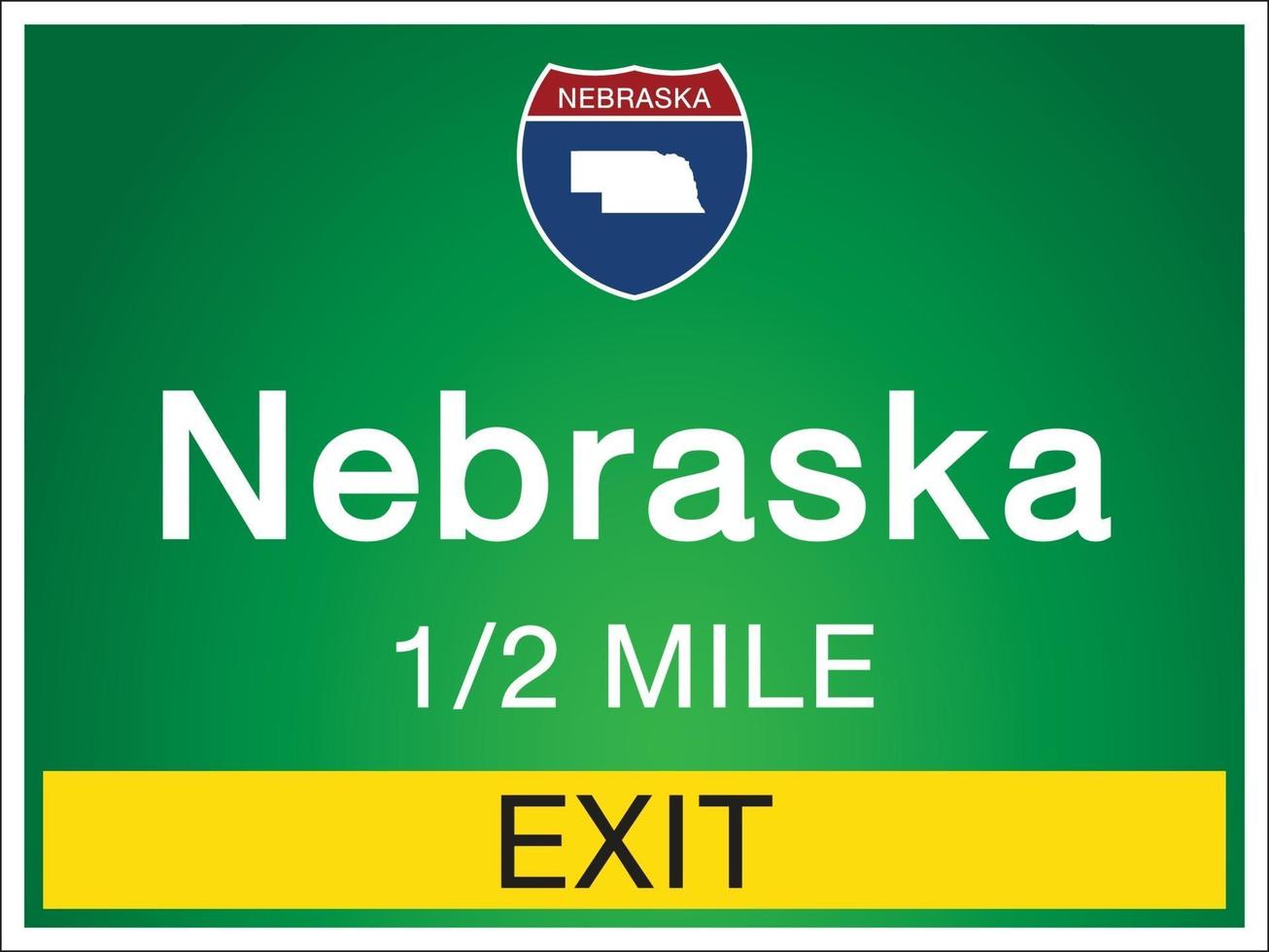 Beschilderung auf der Autobahn in Nebraska der Vereinigten Staaten vektor