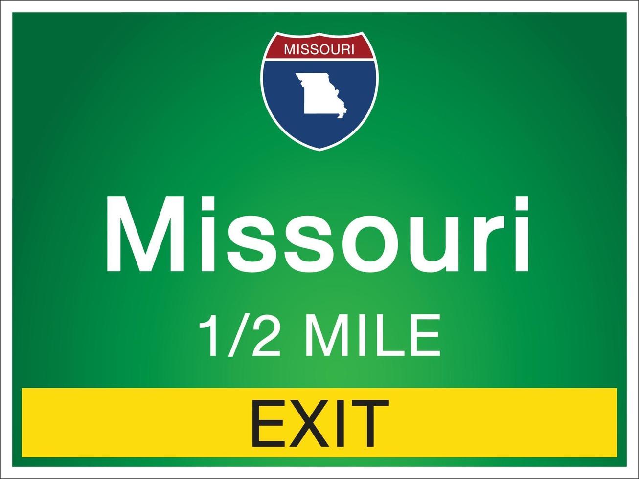 Beschilderung auf der Autobahn im Bundesstaat Missouri Informationen und Karten vektor