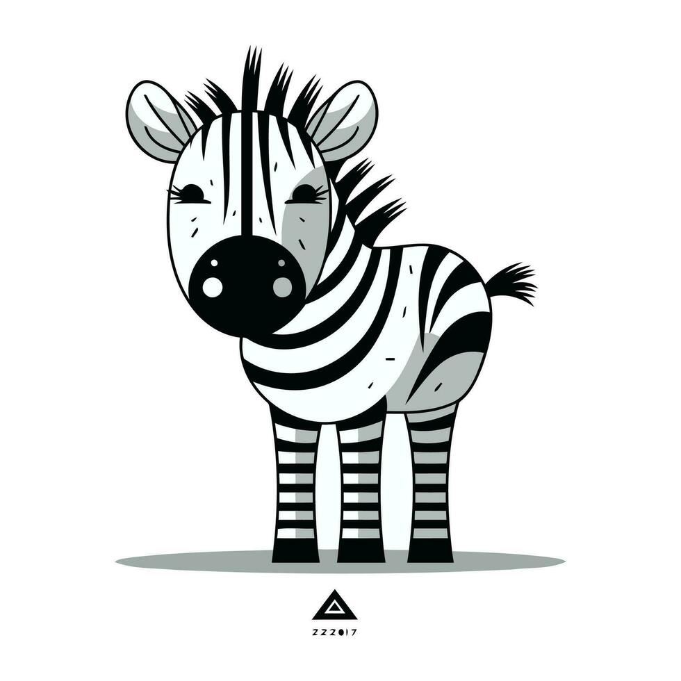 zebra. söt djur. vektor illustration på vit bakgrund.