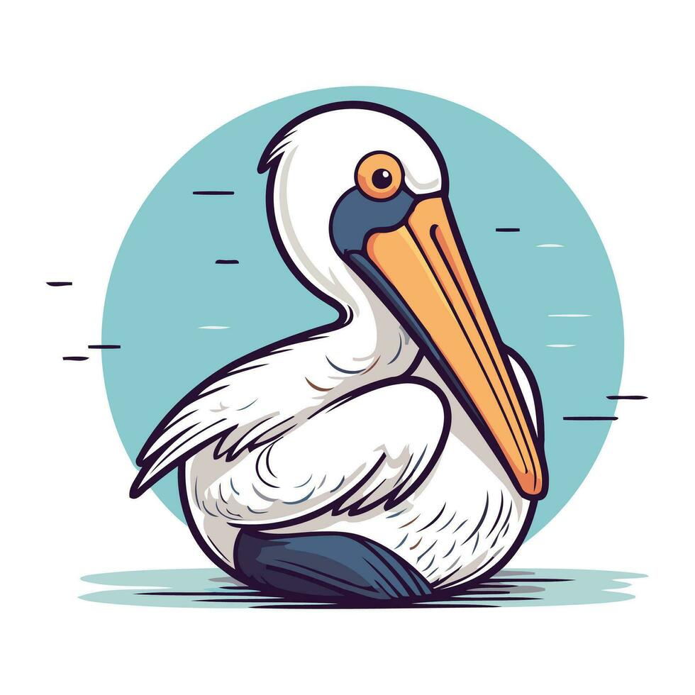 Pelikan Vektor Illustration. isoliert auf ein Weiß Hintergrund.