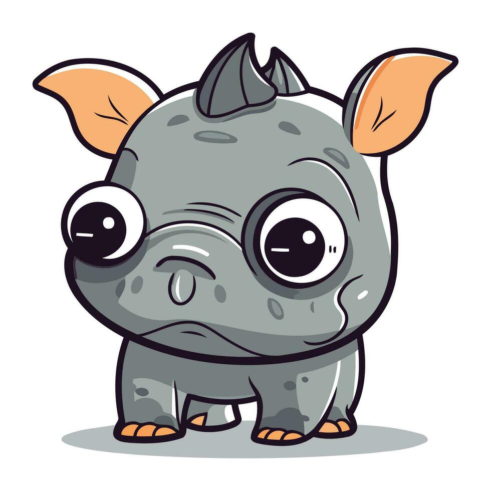 süß Nashorn Karikatur Maskottchen Charakter Vektor Illustration