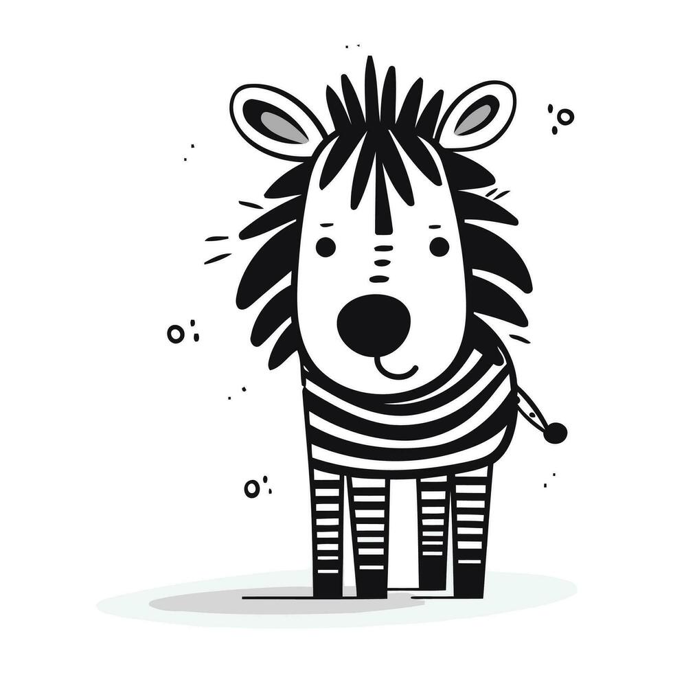zebra ikon. djur- tecknad serie tema. svart och vit design. vektor illustration