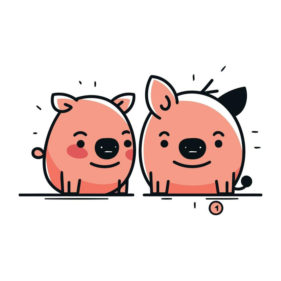 söt tecknad serie grisar. vektor illustration i klotter stil.