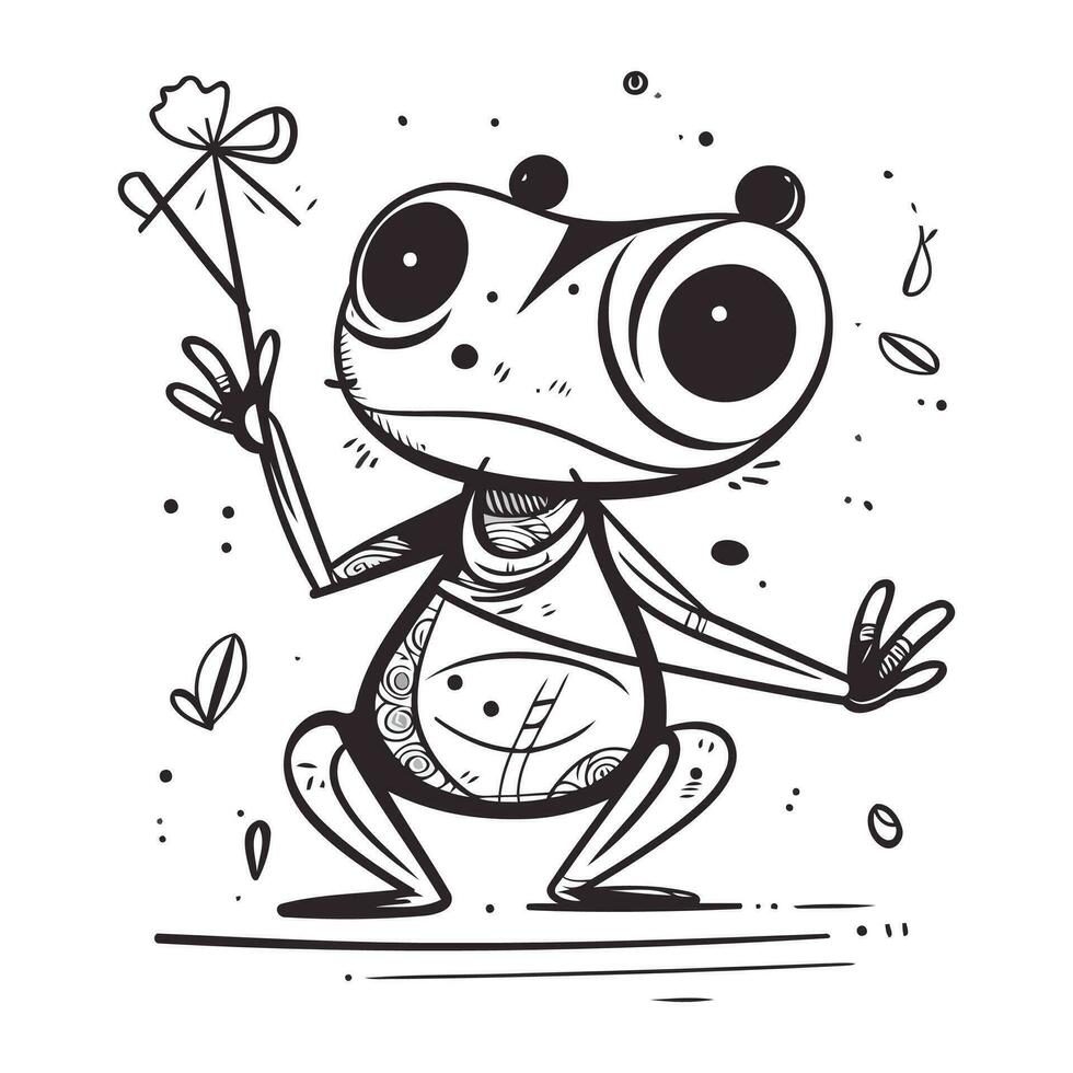 Frosch. Hand gezeichnet Vektor Illustration im Gekritzel Stil.