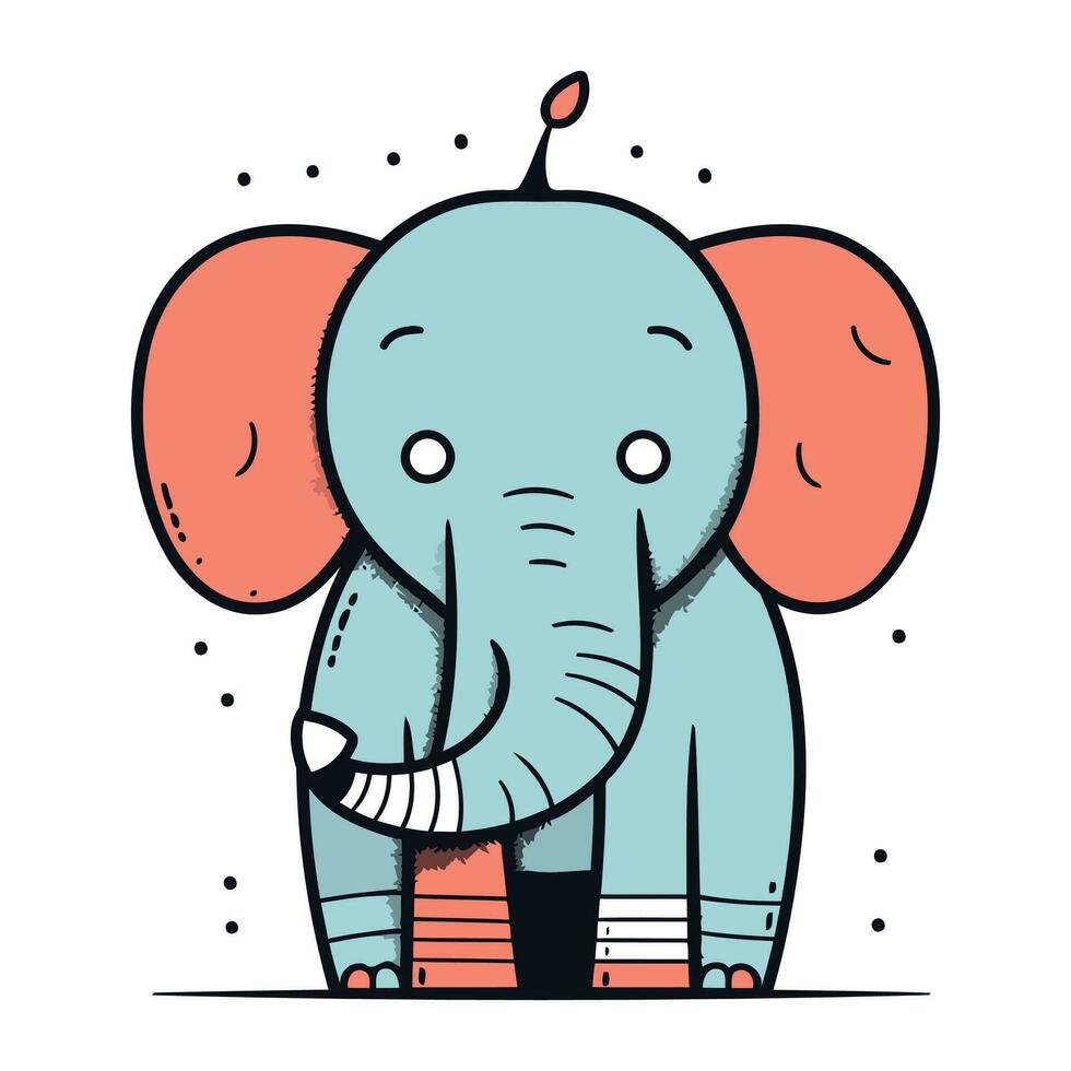 süß Karikatur Elefant. Hand gezeichnet Vektor Illustration im Gekritzel Stil.