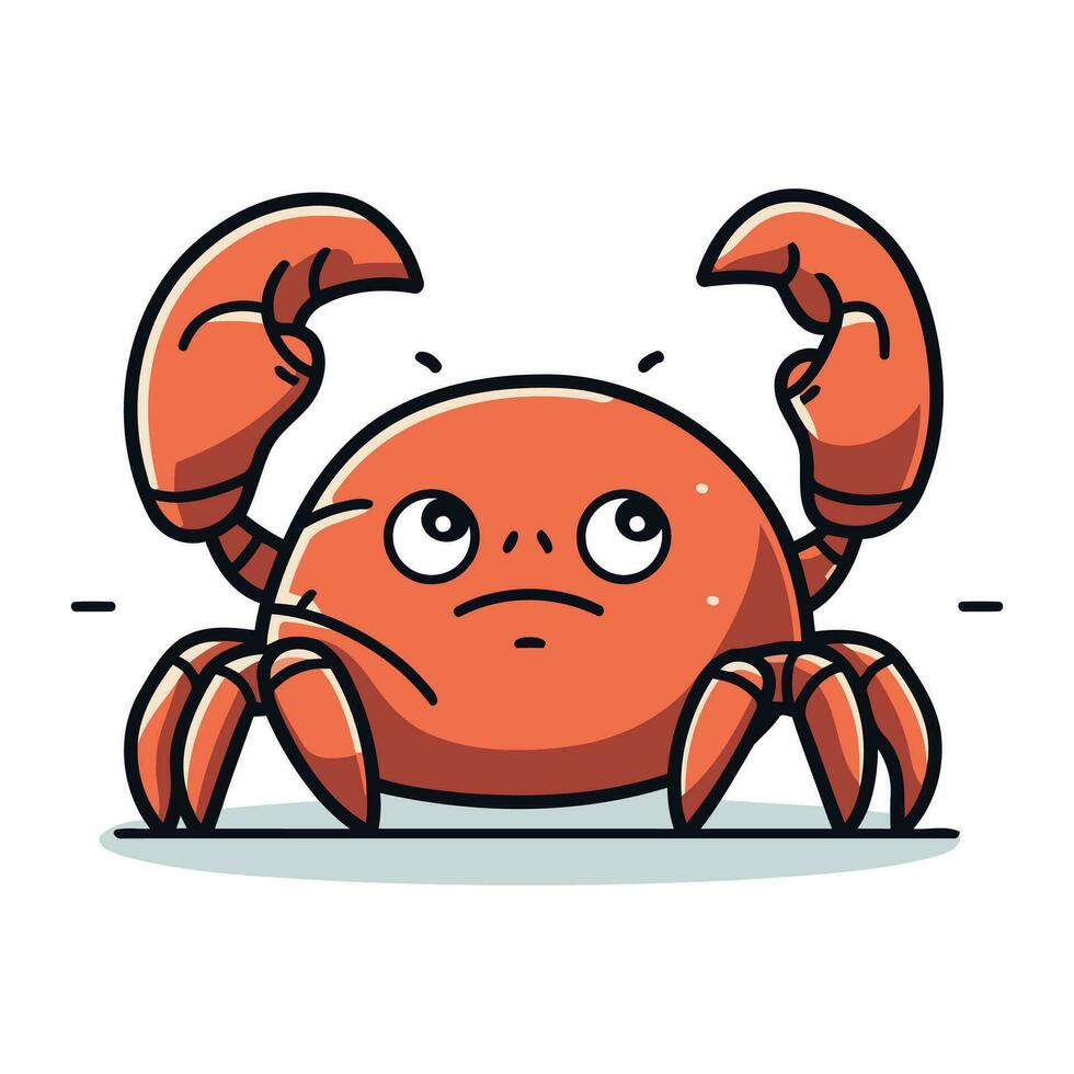 Krabbe Charakter. Vektor Illustration von ein süß Karikatur Krabbe Charakter.