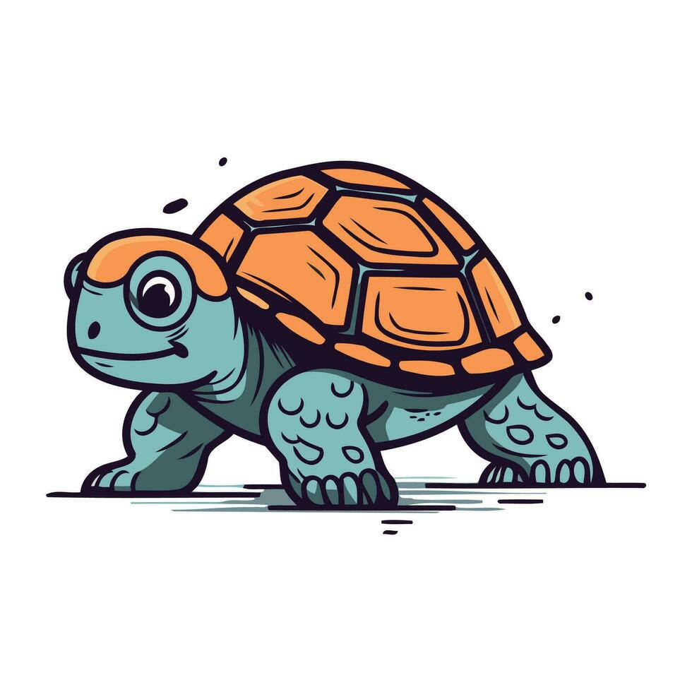 vektor illustration av en sköldpadda isolerat på en vit bakgrund. tecknad serie stil.