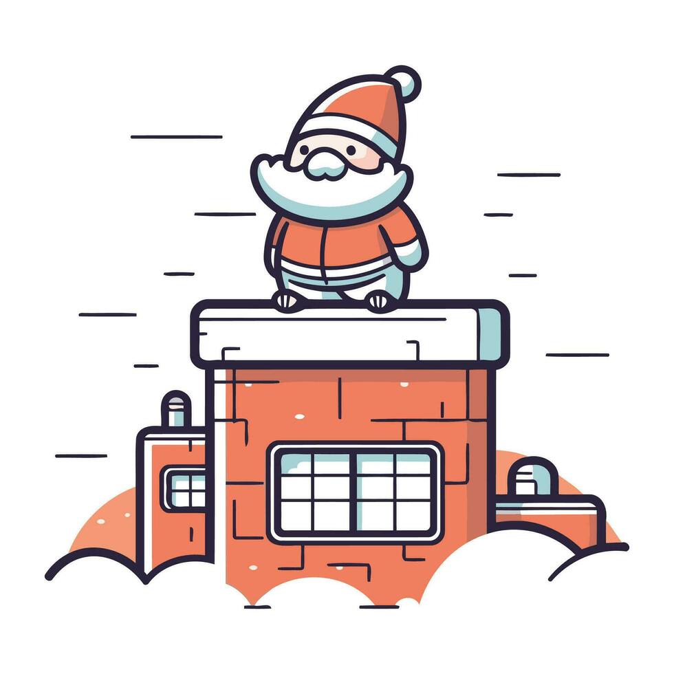 santa claus Sammanträde på de tak av de hus. vektor illustration.