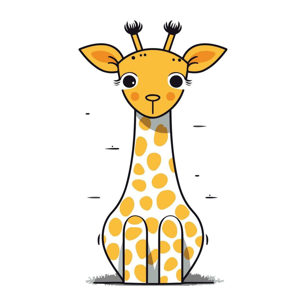 süß Karikatur Giraffe isoliert auf Weiß Hintergrund. Vektor Illustration.