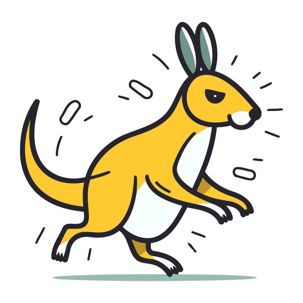 känguru löpning. vektor illustration i klotter stil.