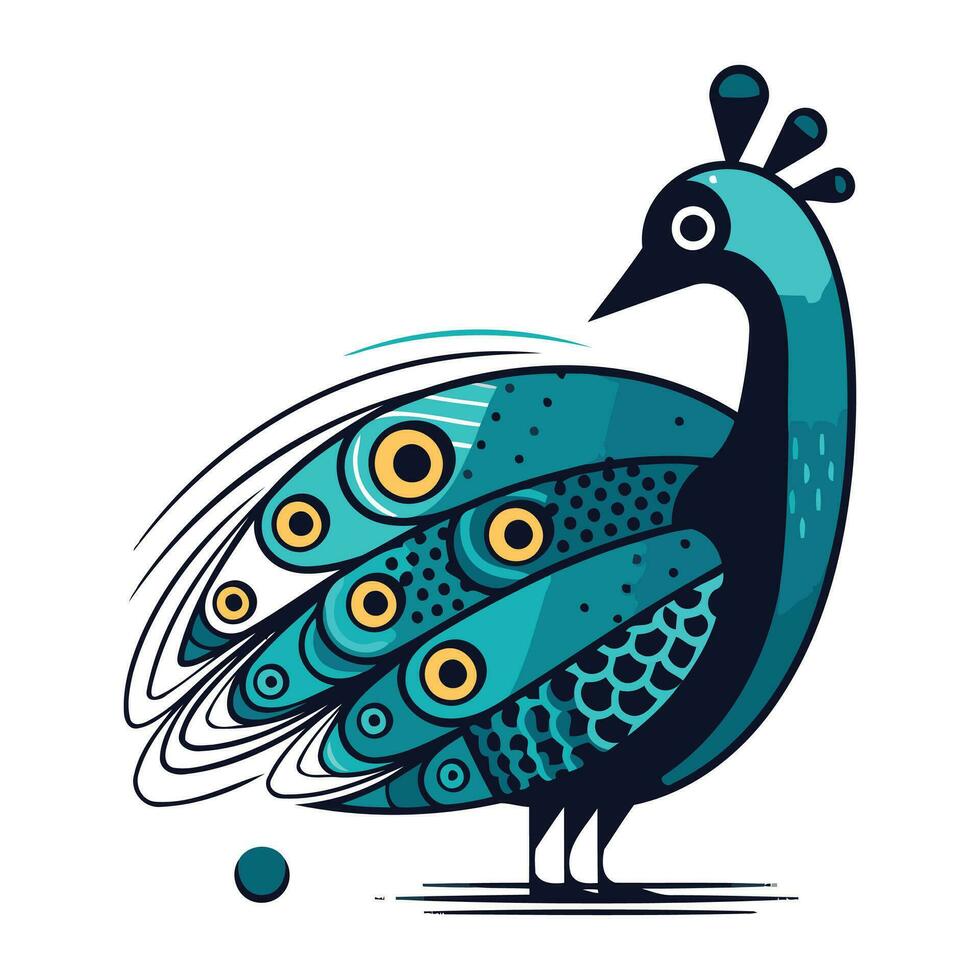 Pfau Vektor Illustration. isoliert Pfau auf Weiß Hintergrund.