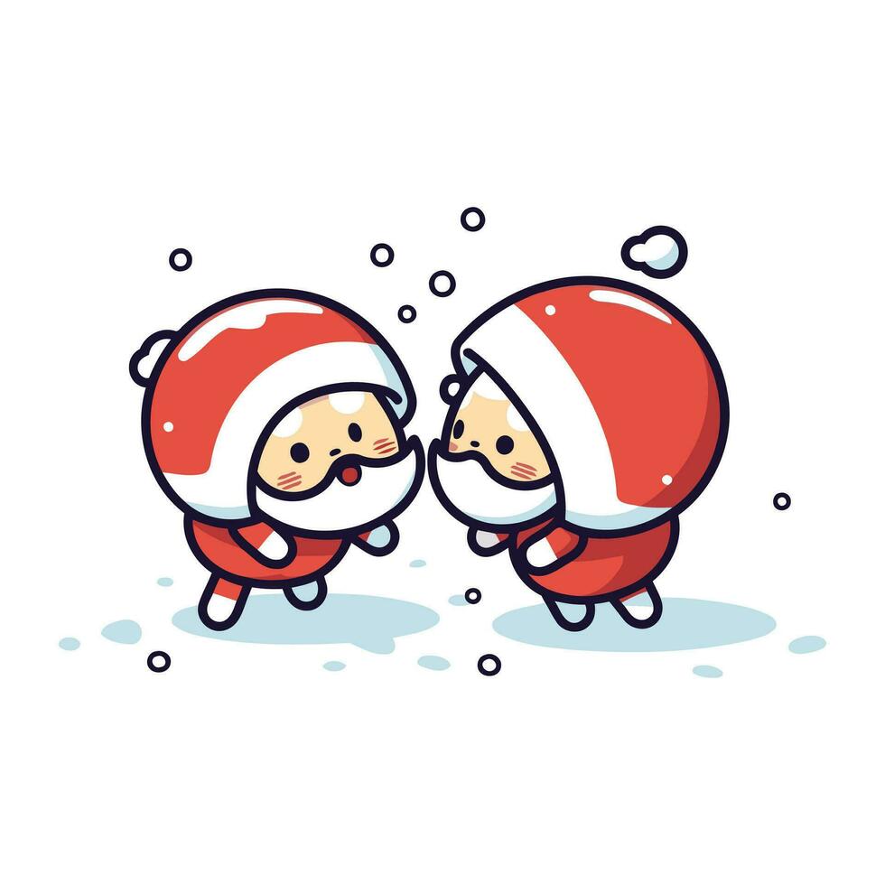 süß Karikatur Santa claus und Schnee Mädchen. fröhlich Weihnachten und glücklich Neu Jahr. Vektor Illustration