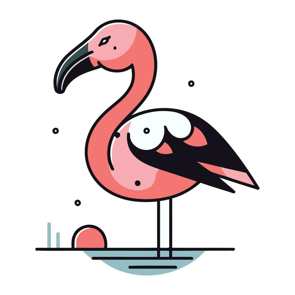 Flamingo Vektor Illustration auf Weiß Hintergrund. eben Karikatur Stil.